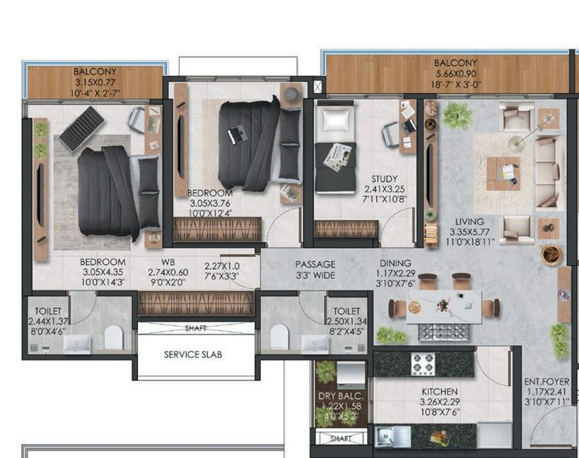 2.5 BHK Floor Plan